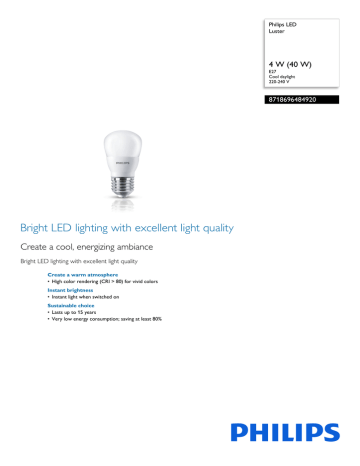 Philips 8718696484920 energy-saving lamp Datasheet | Manualzz