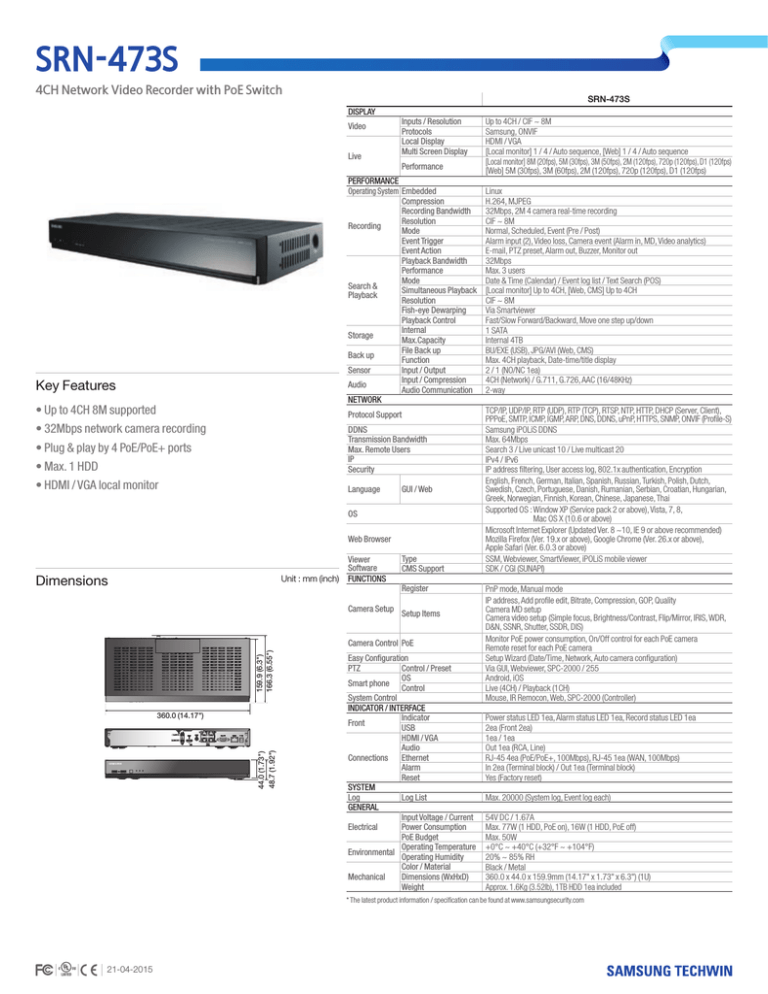 Samsung SRN-473S-1TB, SRN-473S-2TB, SRN-473S-3TB, SRN-473S-4TB Datasheet Samsung SRN-473S-1TB, SRN-473S-2TB, SRN-473S-3TB, SRN-473S-4TB Datasheet