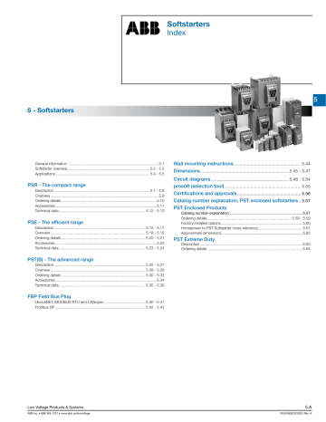 Softstarters Index Softstarters Index