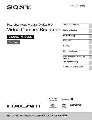 Sony EA50K, EA50UK, EA50EH, EA50EK, EA50H Installation guide Sony EA50K, EA50UK, EA50EH, EA50EK, EA50H Installation guide