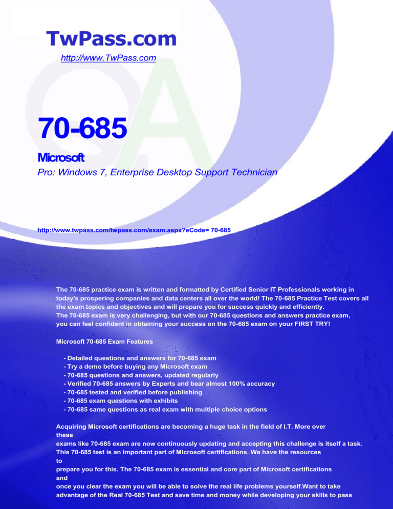 Microsoft - Pass 2 You Leading IT Exam Materials Provider Microsoft - Pass 2 You Leading IT Exam Materials Provider