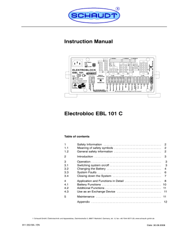 Schaudt Elektroblock EBL 101 C Instruction manual | Manualzz