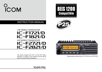 IC-F1721/D, IC-F1821/D, IC-F2721/D, IC | Manualzz