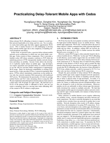 Practicalizing Delay-Tolerant Mobile Apps with Cedos - NDSL! Practicalizing Delay-Tolerant Mobile Apps with Cedos - NDSL!