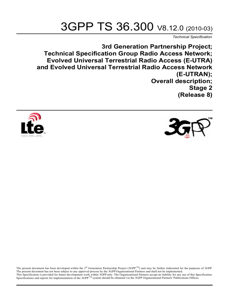 3GPP TS 36.300 3GPP TS 36.300