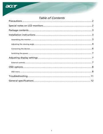 Acer AL2023 User's manual Acer AL2023 User's manual