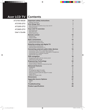 Acer AT3705-MGW User's manual Acer AT3705-MGW User's manual