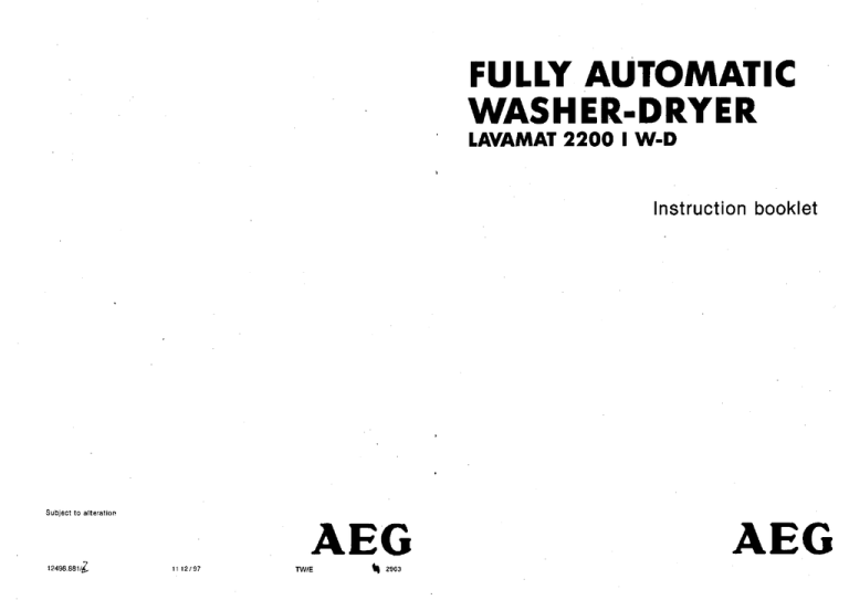AEG 2200 I W-D User manual AEG 2200 I W-D User manual