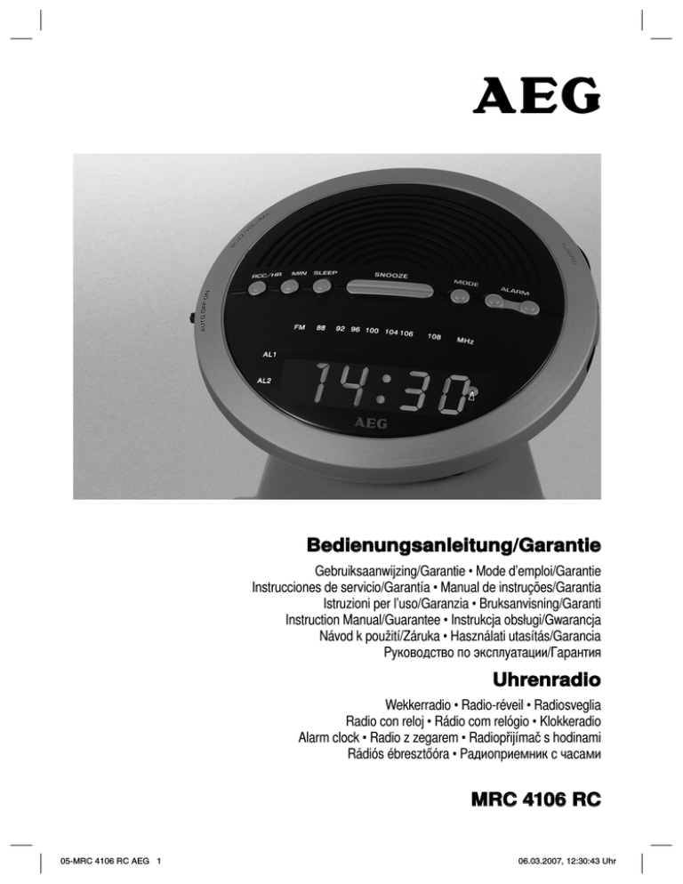 AEG MRC 406 RC User manual AEG MRC 406 RC User manual