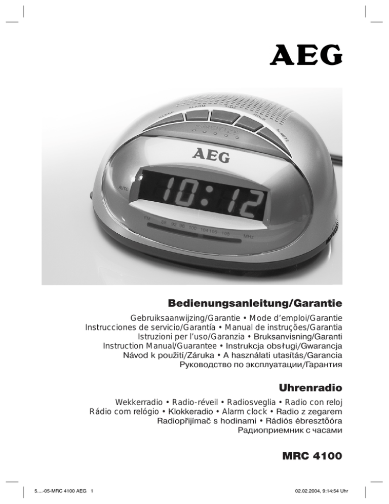 AEG MRC 4100 User's manual AEG MRC 4100 User's manual