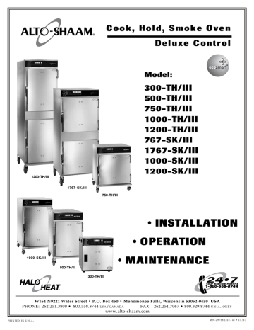 Sanitation/Food Safety. Alto-Shaam 1000-SK/III, 767-SK/III, 1767-SK/III, 750-TH/III, 300-TH/III, 500-TH/III, 1200-TH/III, 1200-SK/III, 1000-TH/III, Cook, Hold, Smoke Oven Deluxe Control | Manualzz