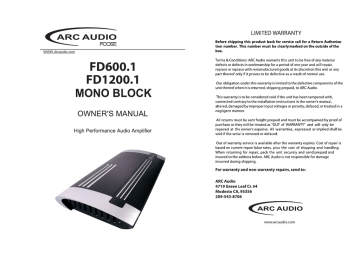 ARC Audio FD600.1 Installation instructions | Manualzz
