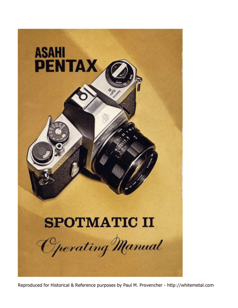 Asahi Pentax Spotmatic II User manual Asahi Pentax Spotmatic II User manual