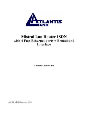 Atlantis Land Mistral Lan Router ISDN User's Manual | Manualzz Atlantis Land Mistral Lan Router ISDN User's Manual | Manualzz