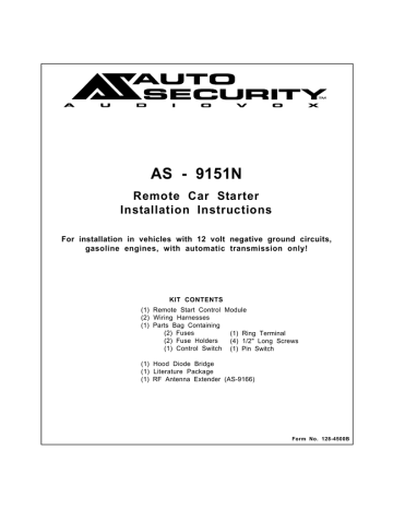Audiovox 9151N Installation instructions | Manualzz