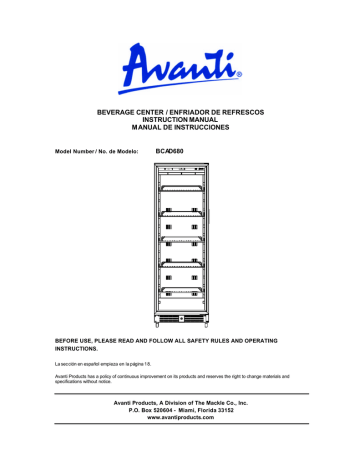 Avanti BCAD680 Instruction manual | Manualzz