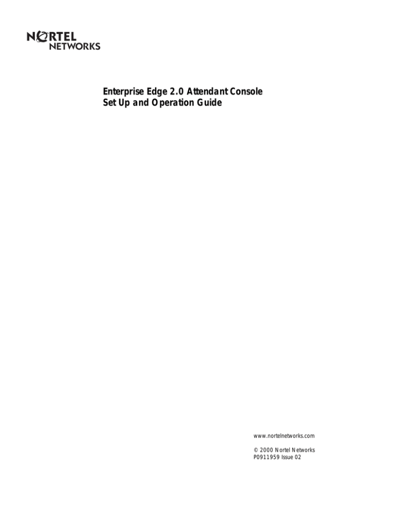 Avaya BCM 2.0 Attendant Console User manual Avaya BCM 2.0 Attendant Console User manual