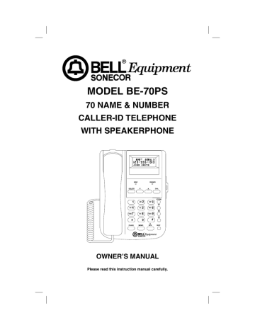 Bell BE-70PS User's Manual | Manualzz