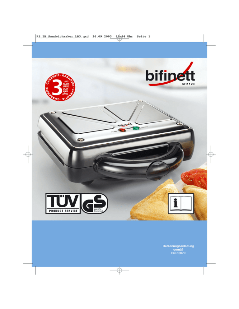 Bifinett KH 1120 Användarmanual Bifinett KH 1120 Användarmanual