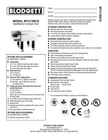 Blodgett MT2136G General Manual Manualzz