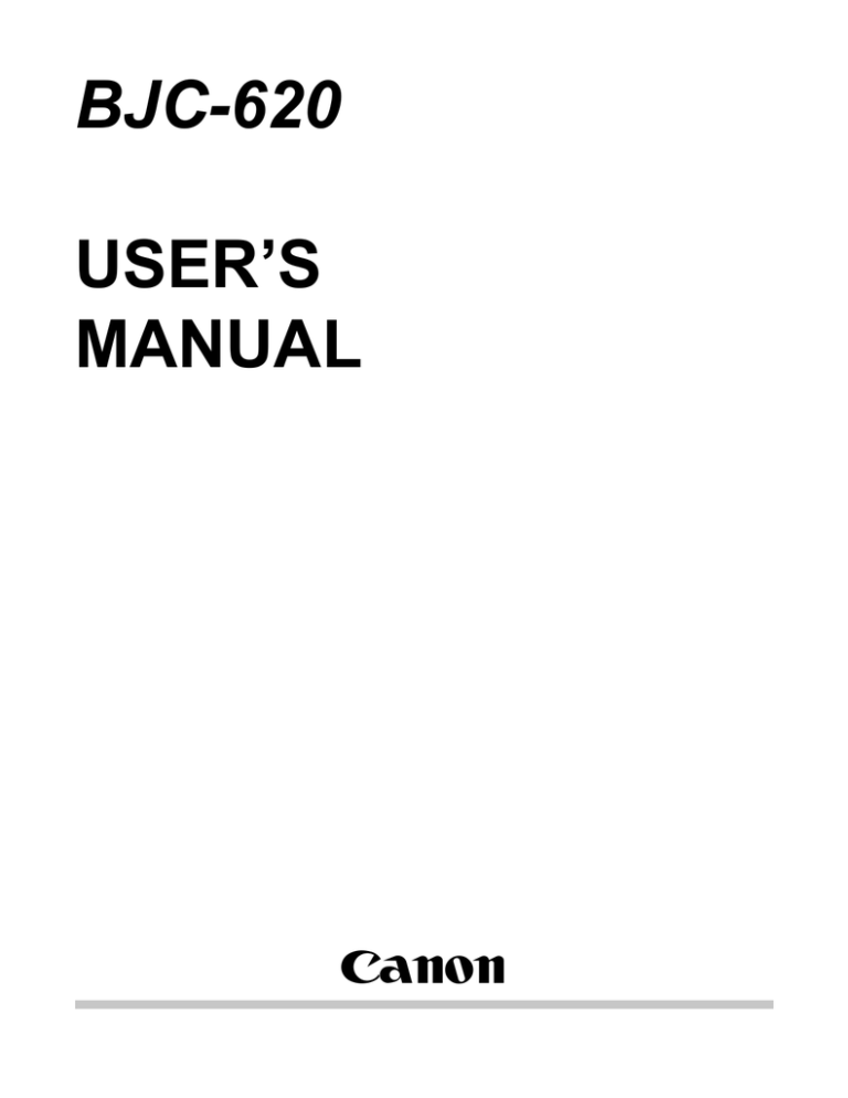 Canon BJC-620 User's manual Canon BJC-620 User's manual