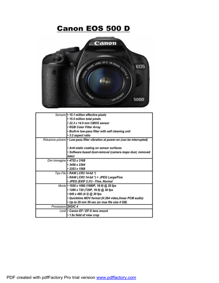 Canon Cannon EOS 500 D User manual Canon Cannon EOS 500 D User manual