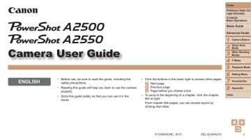 Canon PowerShot A2550, PowerShot A2500 User's manual Canon PowerShot A2550, PowerShot A2500 User's manual