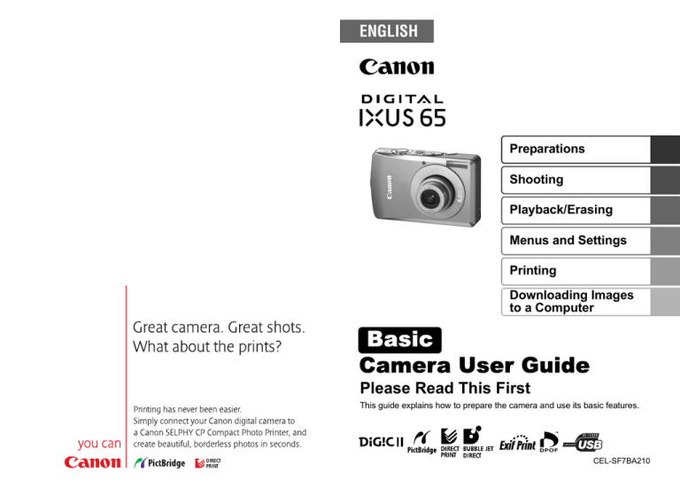 Canon CEL-SF7BA210 User's manual Canon CEL-SF7BA210 User's manual