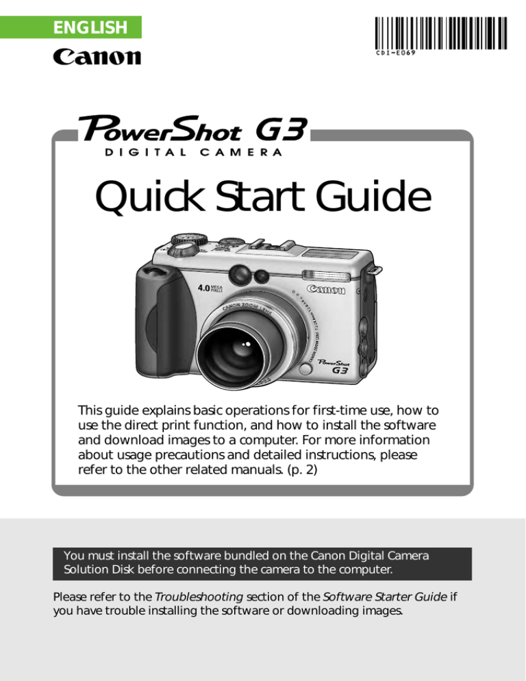 Canon G3, PowerShot G3 User manual Canon G3, PowerShot G3 User manual