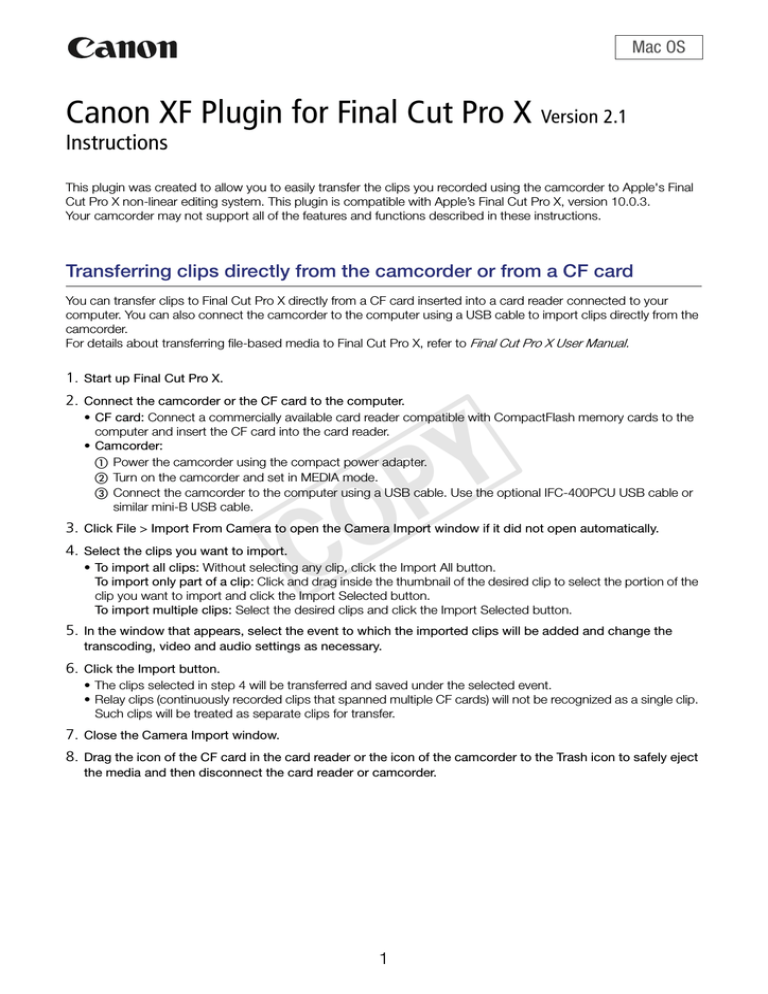 Canon C500 User manual Canon C500 User manual