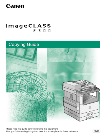 Canon ImageCLASS 2300, imageRUNNER 2000, imageCLASS 2300N Owner's manual Canon ImageCLASS 2300, imageRUNNER 2000, imageCLASS 2300N Owner's manual