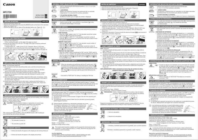 Canon MP27DII Operating instructions Canon MP27DII Operating instructions