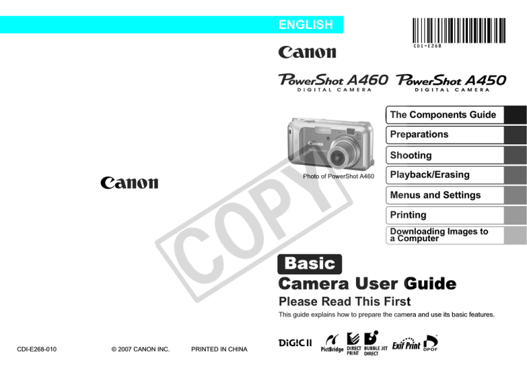 Canon 1778B001, PowerShot A460, PowerShot A450 User's manual Canon 1778B001, PowerShot A460, PowerShot A450 User's manual