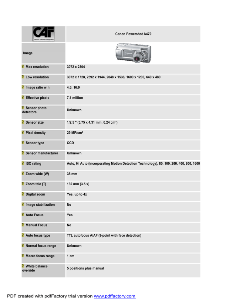 Canon PowerShot A470 User's manual Canon PowerShot A470 User's manual