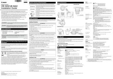 Canon VB-M42 Installation guide Canon VB-M42 Installation guide