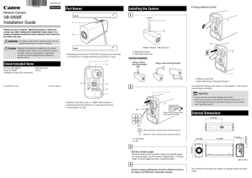 Canon VB-S900F Installation guide Canon VB-S900F Installation guide
