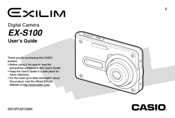 Casio EX-S100 User's manual Casio EX-S100 User's manual