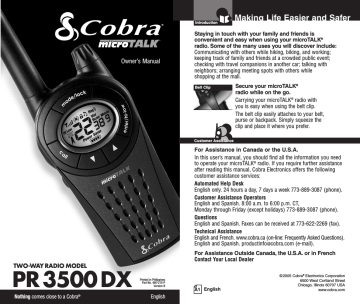 Cobra Electronics PR3500DX Owner's Manual | Manualzz