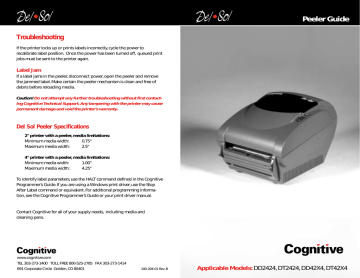 Cognitive Solutions Printer DT42X4 User's Manual | Manualzz