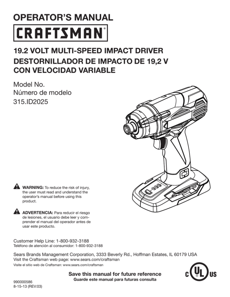 Craftsman C3 Owner's manual Craftsman C3 Owner's manual
