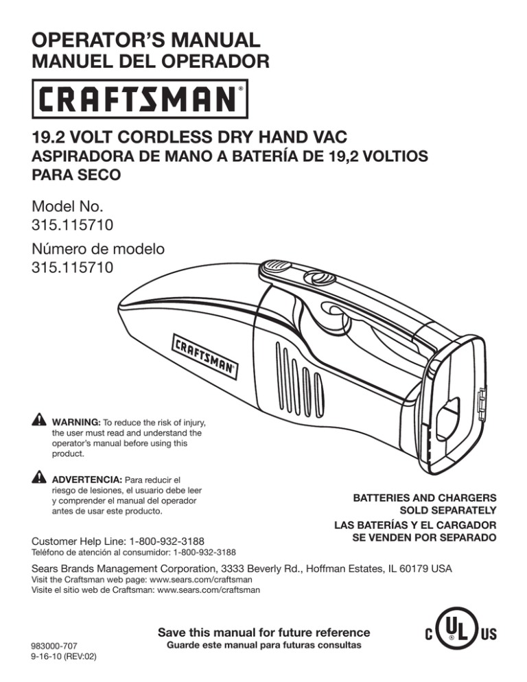 Craftsman 11571, C3 Owner's manual Craftsman 11571, C3 Owner's manual