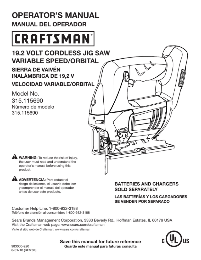 Craftsman C3 Owner's manual Craftsman C3 Owner's manual