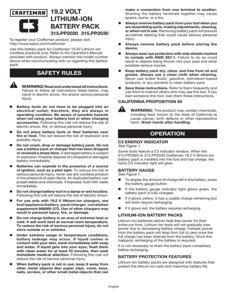 Craftsman PP2030, C3 Owner's manual Craftsman PP2030, C3 Owner's manual