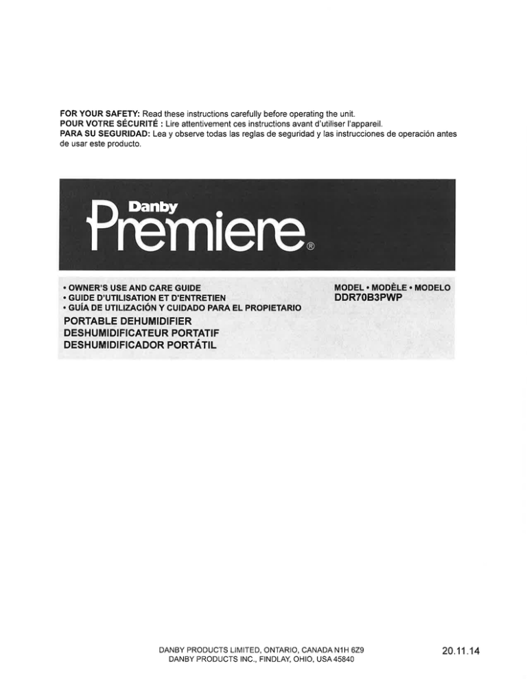 Danby DDR70B3PWP User manual Danby DDR70B3PWP User manual