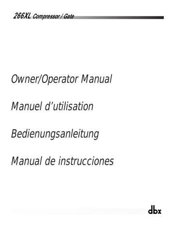 dbx Pro 266XL Owner’s Manual | Manualzz