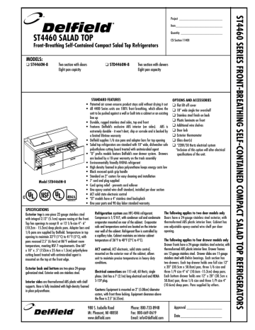 Delfield STD446-ON-8 User's Manual | Manualzz