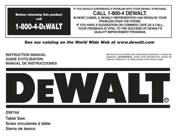 DeWalt DW744 Instruction Manual | Manualzz
