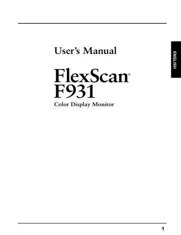 Eizo FlexScan F931 User's Manual | Manualzz