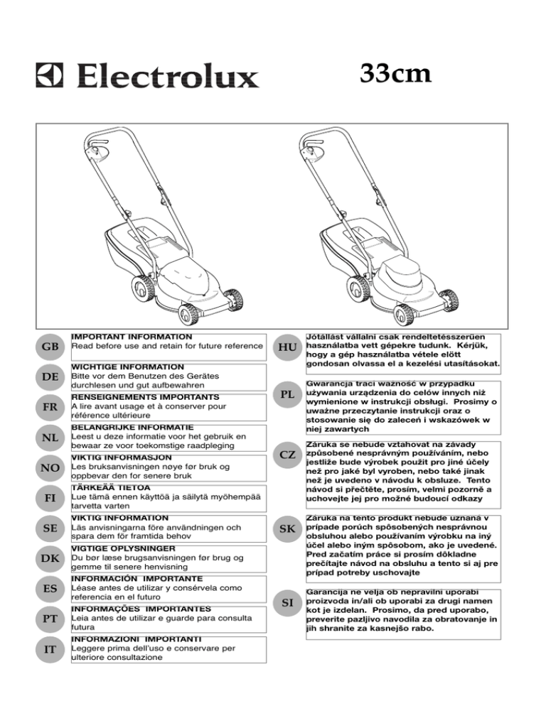 Electrolux 1033 E User's manual Electrolux 1033 E User's manual