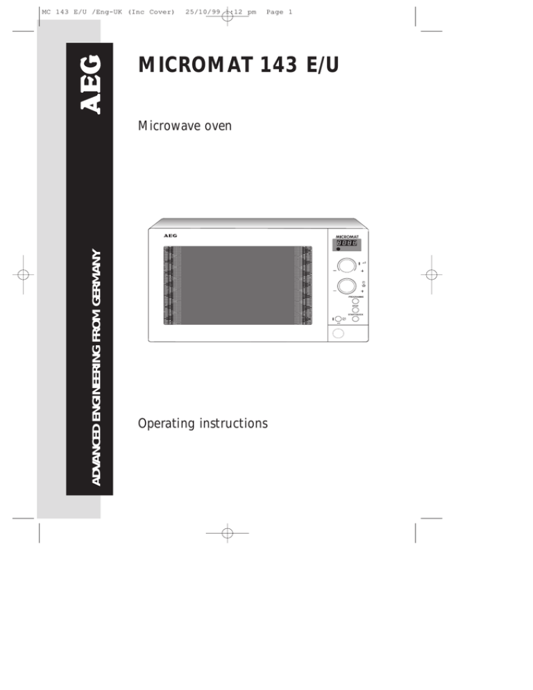 Electrolux AT 143 E User's manual Electrolux AT 143 E User's manual